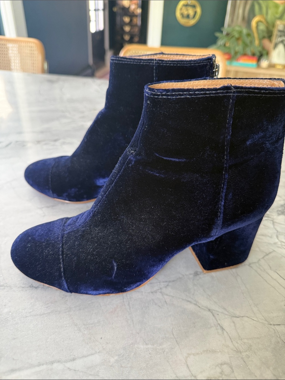 Madewell The Jillian Boot in Blue Velvet